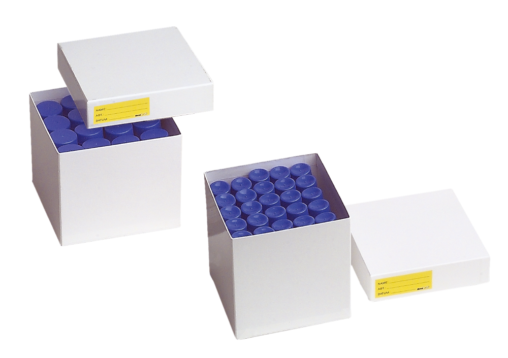 Kryobox für Zellkulturrörchen beschichtet aus Karton, weiss, 129x129x130 mm - Art. Nr. 27094