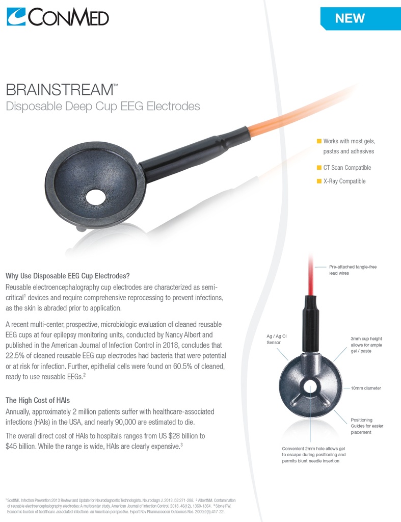 Einweg-EEG-Saugelektrode Ambu® Neuroline 100cm Kabel - 72610-M-CM-10