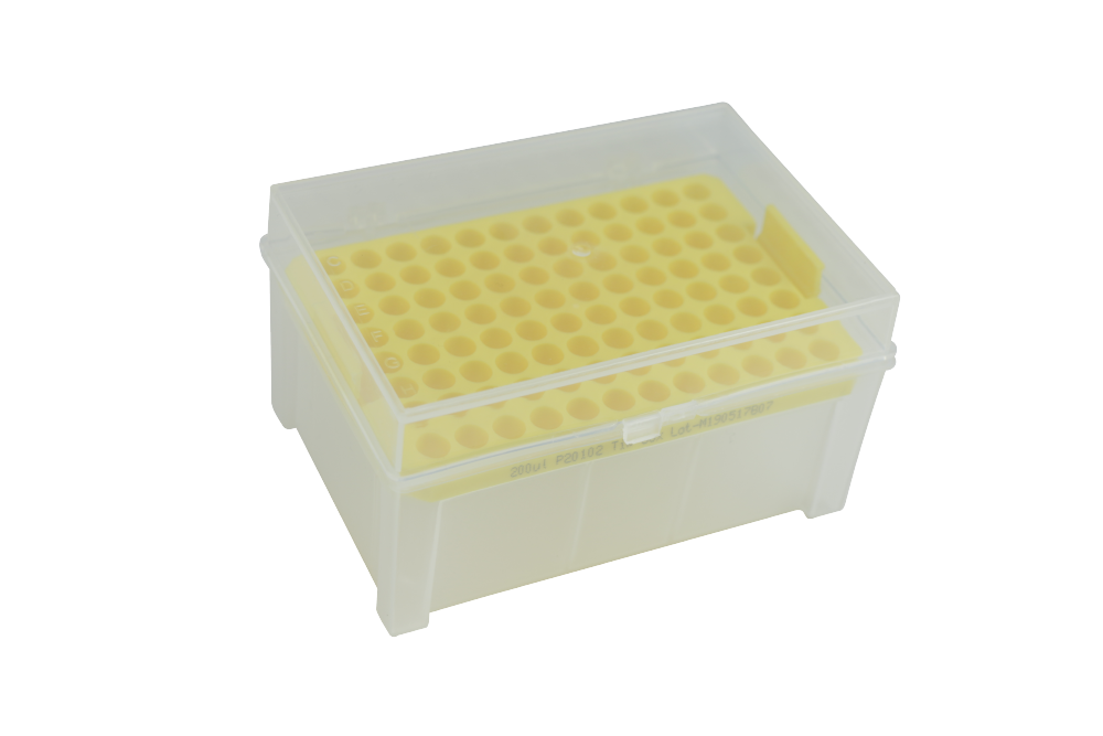 Moonlab® Pipettenspitzen gesteckt in Box, gelb, PP steril, 2-200 µl, 96 Stk/Box - Art. Nr. 40026