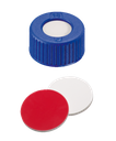 neochrom® Schraubkappe ND9 Kurzgewinde, PP blau mit Loch, Silikon weiss/PTFE rot - Art. Nr. 70695