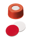 neochrom® Schraubkappe ND9 Kurzgewinde, PP rot mit Loch, Silikon weiss/PTFE rot, - Art. Nr. 70696