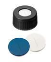 neochrom® Schraubkappe ND9 m. Loch, schwarz, Silikon weiss/PTFE blau geschlitzt, - Art. Nr. 70701