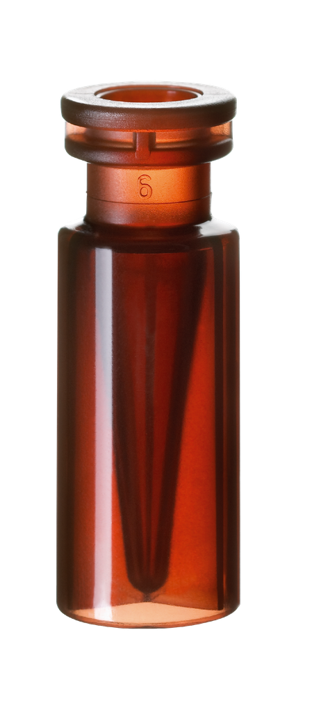 neochrom® Schnappringflaschen PP 0,3 ml ND11, braun, 32 x 11,6 mm, 100 St./Pac - Art. Nr. 70724