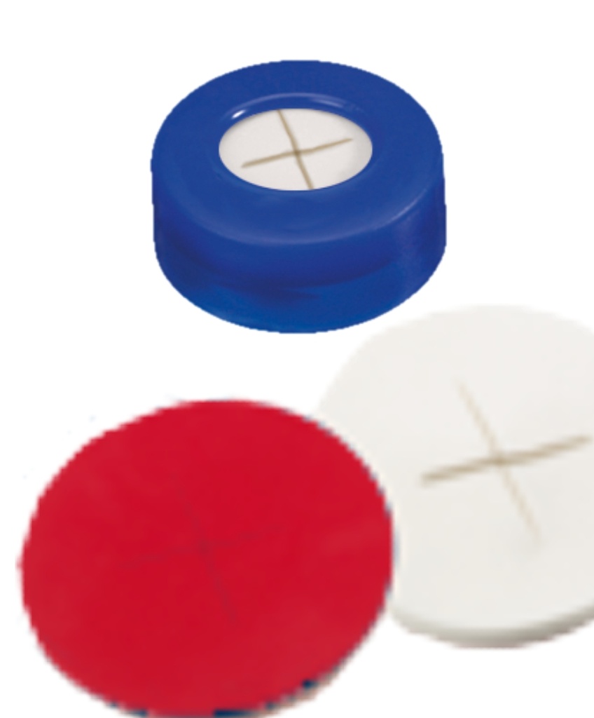 neochrom® Schnappringkappen ND11, PE blau mit Loch, Silikon weiss/PTFE rot, 100 - Art. Nr. 70756