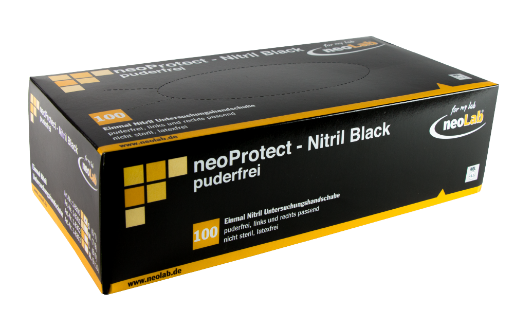 neoProtect Nitril Einmalhandschuhe schwarz, puderfrei, Gr. L, 100 Stk/Pack - Art. Nr. 18302