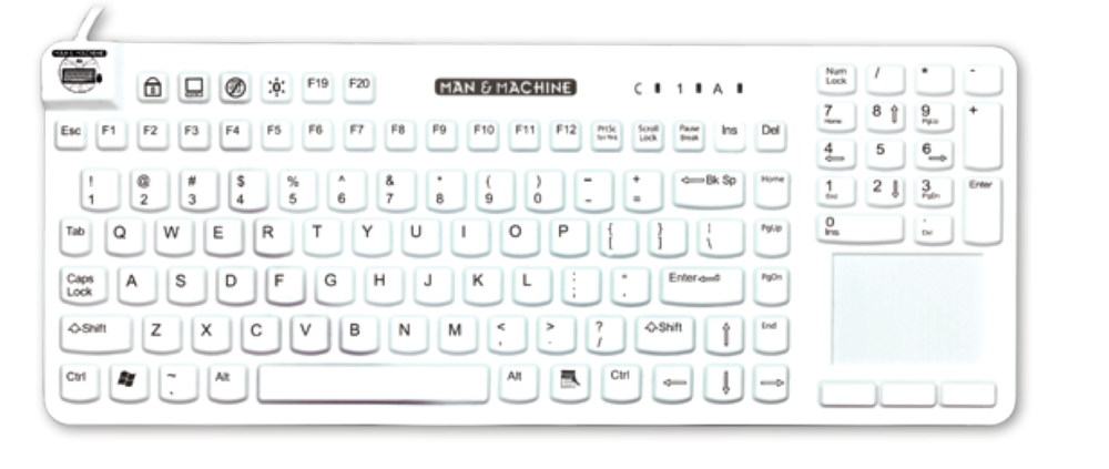 Hygienetastatur  integriertem Touchpad 38 cm IP 68