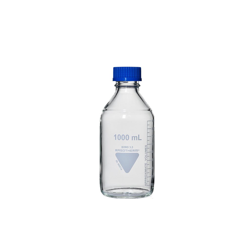 Laborflaschen, RASOTHERM® (Boro 3.3), GL45, blaue Schraubkappe, 1000 ml - Art. Nr. 10198