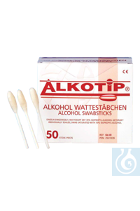 Alkohol-Wattestäbchen mit grossem Wattekopf, steril, 100 mm lang, 50 Stk/P - Art. Nr. 16002