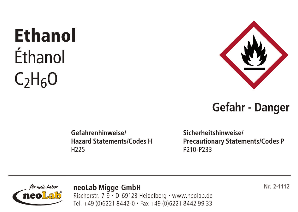 Flaschen-Etiketten Ethanol, 10 St./Pack - Art. Nr. 21112