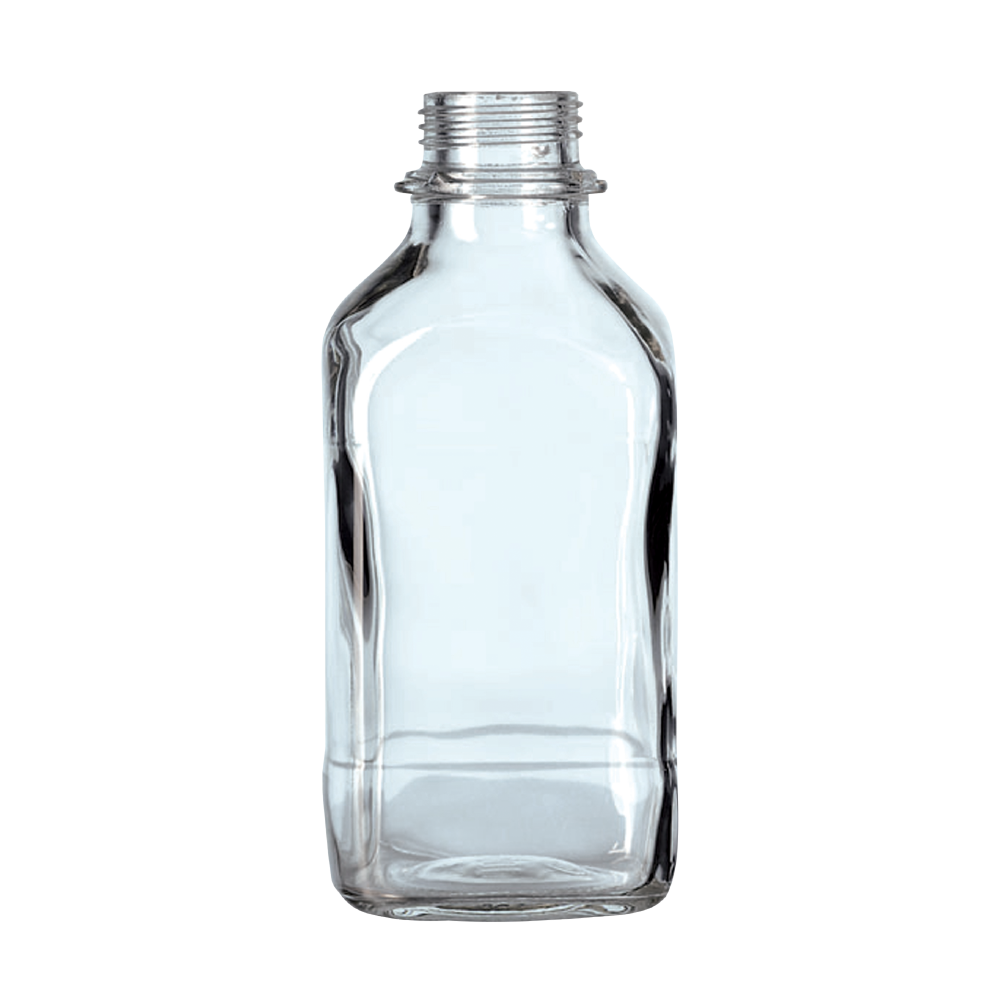 Vierkant-Schraubflaschen Klarglas 100 ml Enghals, 10 St./Pack - Art. Nr. 21371