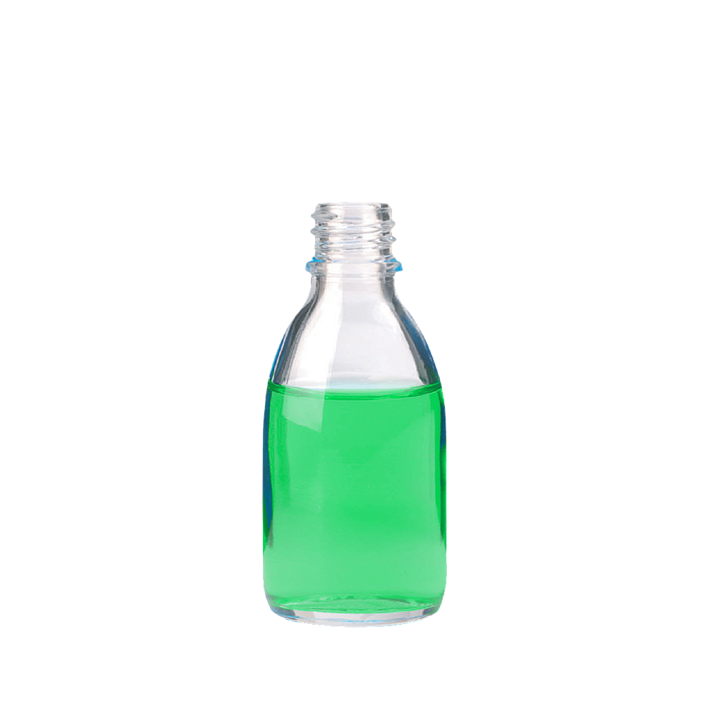Enghals-Schraubflasche 30 ml, Klarglas, DIN 18, ohne Schraubverschluss - Art. Nr. 21450