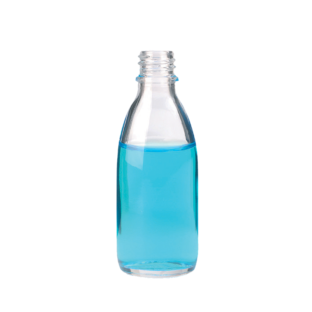 Enghals-Schraubflasche 100 ml, Klarglas, DIN 22, ohne Schraubverschluss - Art. Nr. 21452
