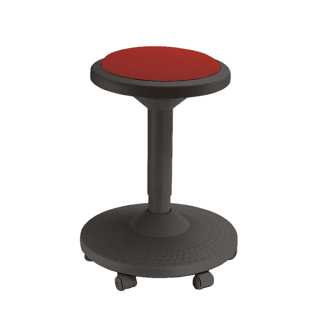 Hocker schwarz  rotem Sitzpolster 6 Rollen