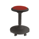 Hocker schwarz mit rotem Sitzpolster, 6 Rollen - Art. Nr. 22051