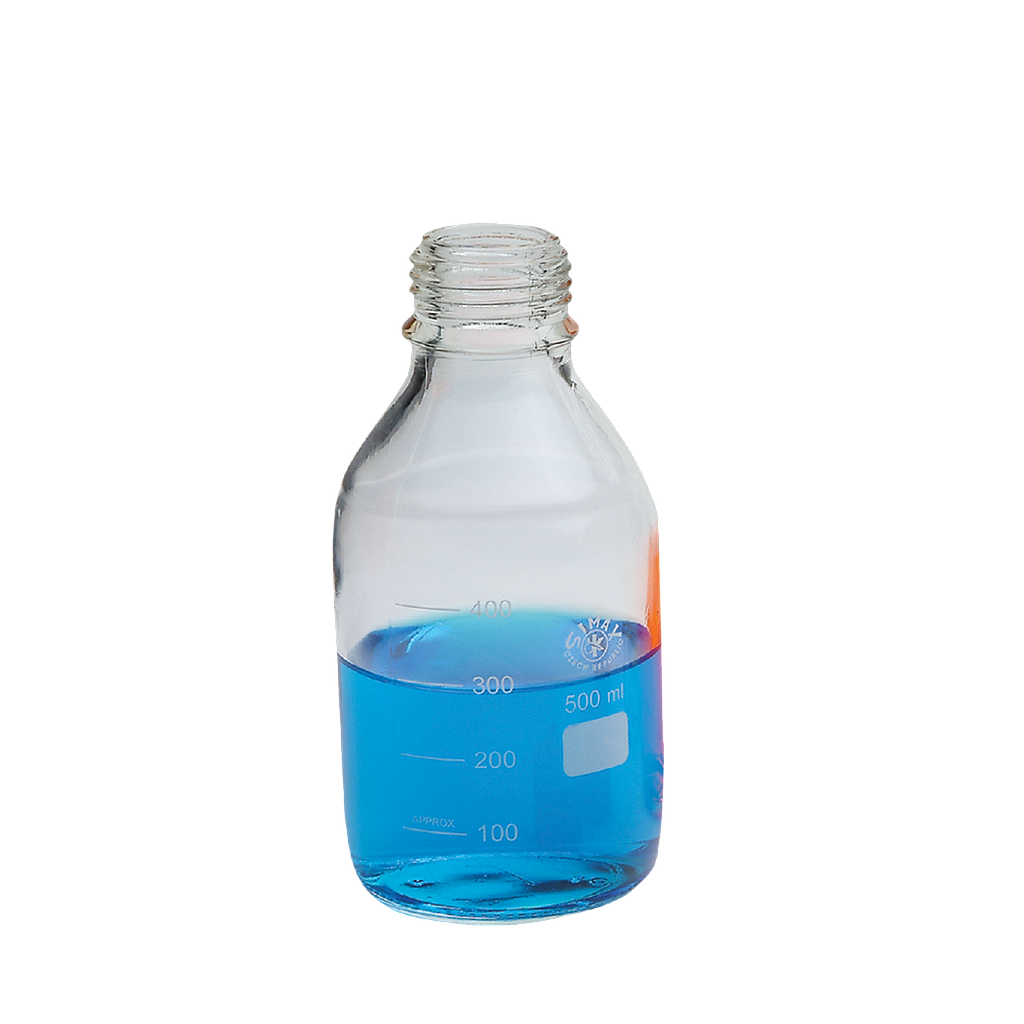 Laborflaschen oh. Kappe 500 ml ISO 4796 Boro-Glas 3.3 GL 45 VE 10 Stück - Art. Nr. 23062