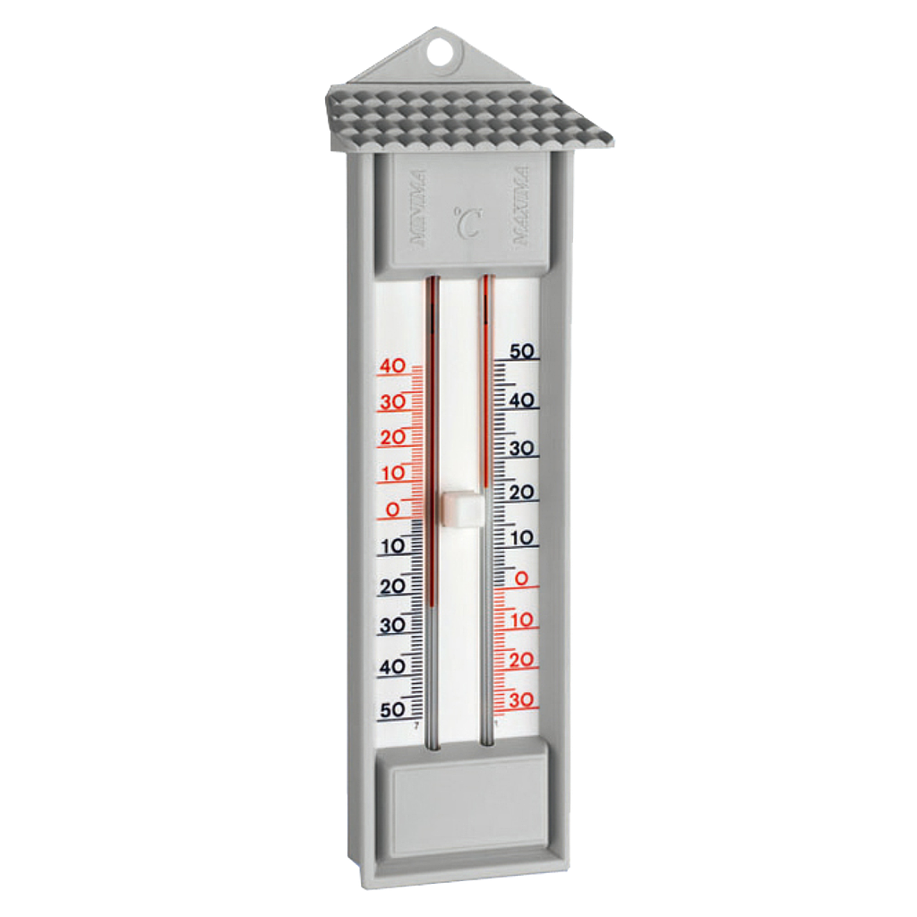 Maxima-Minima-Thermometer, -30°...+50°C, Kunststoff grau, quecksilberfrei - Art. Nr. 29815