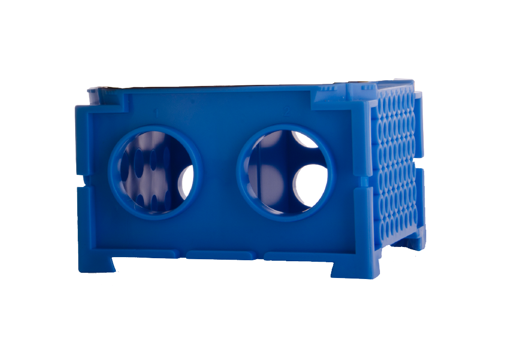 Moonlab® Rotating Vario-Rack f. Reaktionsgefässe, 109x68x109 mm, blau, PP, autokl - Art. Nr. 40005