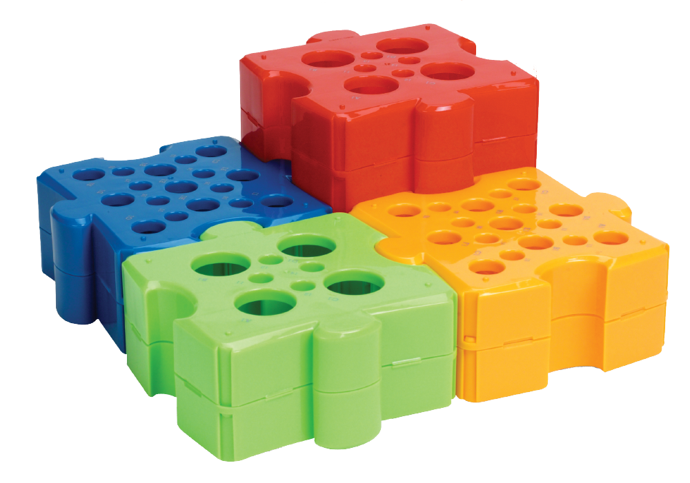 Moonlab® Puzzle-Rack, gemischte Farben (blau, grün, gelb, orange), PP, autoklavi - Art. Nr. 40021