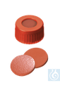 neochrom® Kurzgewinde-Schraubkappe ND9, PP rot mit Loch, Kautschuk rot-or./TEF - Art. Nr. 70691
