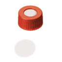 neochrom® Schraubkappe Kurzgewinde ND9, PP rot mit Loch, PTFE virginal, 100 St - Art. Nr. 70708