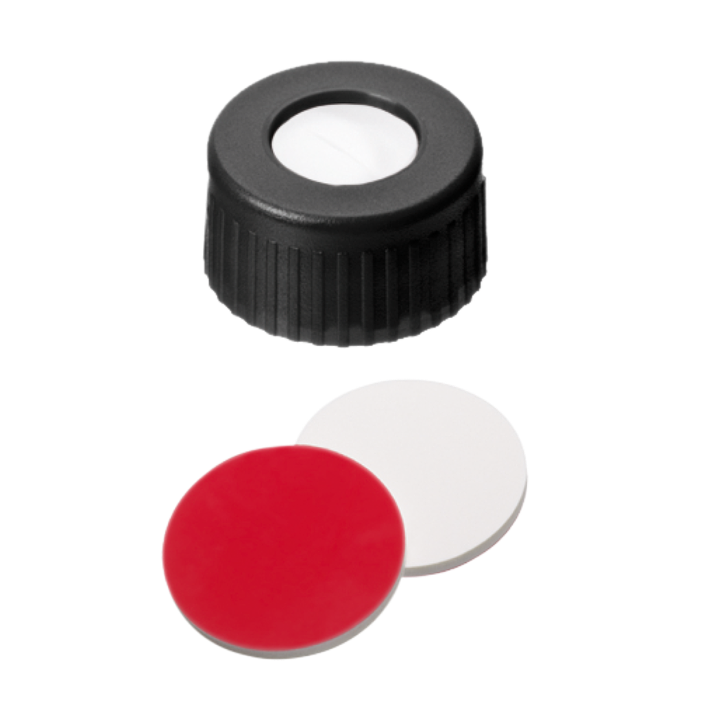 neochrom® UltraBond Verschlüsse ND9 schwarz, Septum Silikon weiss/PTFE rot, 100 - Art. Nr. 70711