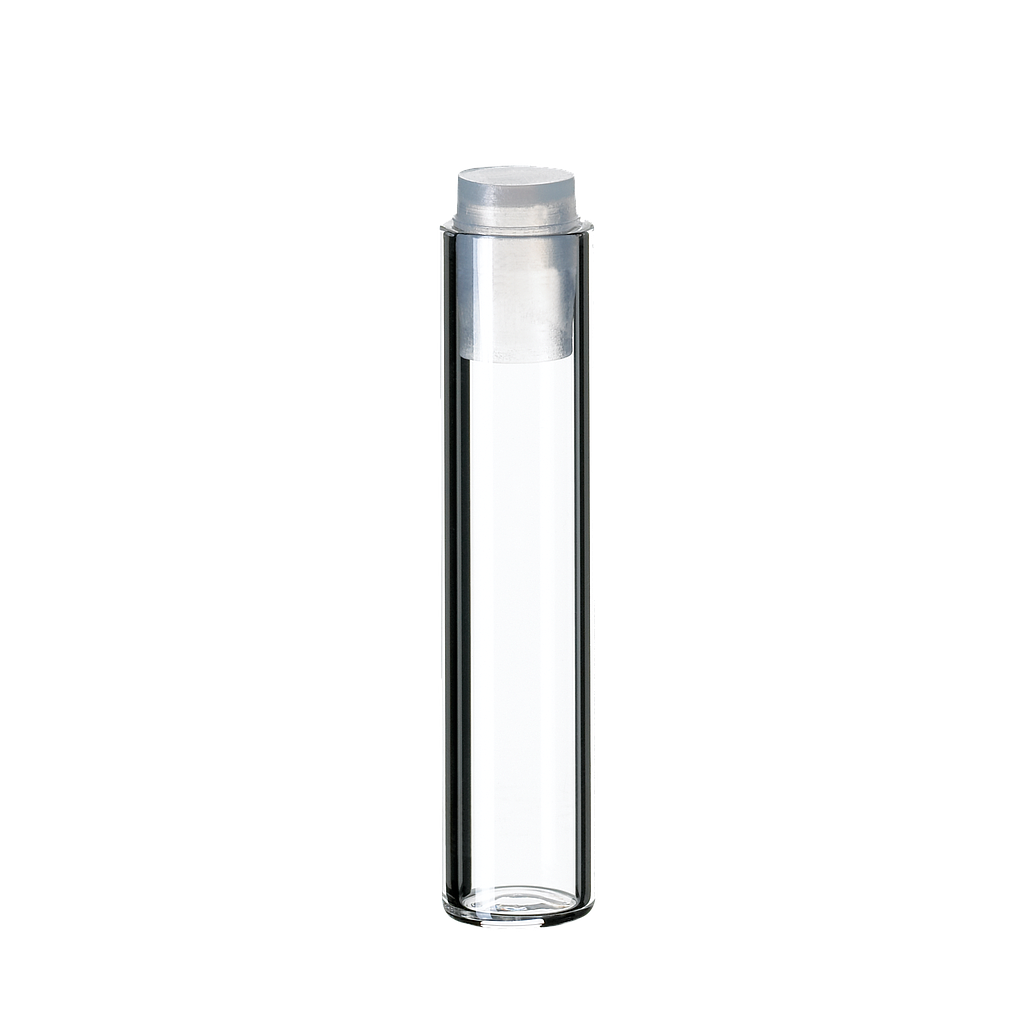 neochrom® Flachbodengläser 1 ml Klarglas, 35 x 7,8 mm, m. PE-Stopfen 6 mm tran - Art. Nr. 70736