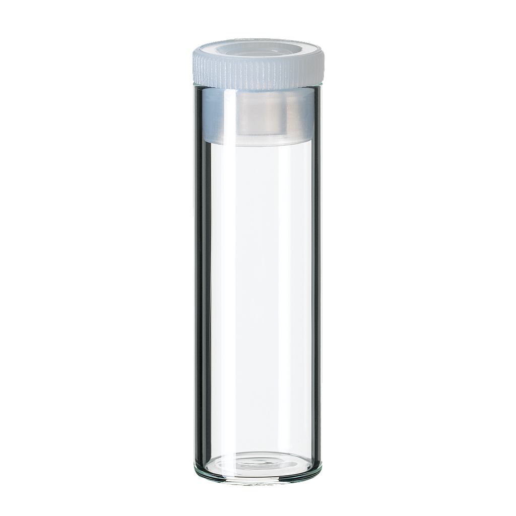 neochrom® Flachbodengläser 4 ml Klarglas, 44,6 x 14,6 mm, 15 mm PE-Stopfen, 10 - Art. Nr. 70745