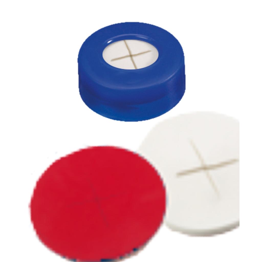 neochrom® Schnappringkappen ND11, PE blau mit Loch, Silikon weiss/PTFE rot, 100 - Art. Nr. 70756