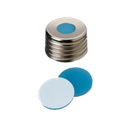 neochrom® Schraubkappe magnetisch ND18 silber, 8mm Loch, Silikon blau/PTFE weiss - Art. Nr. 70845