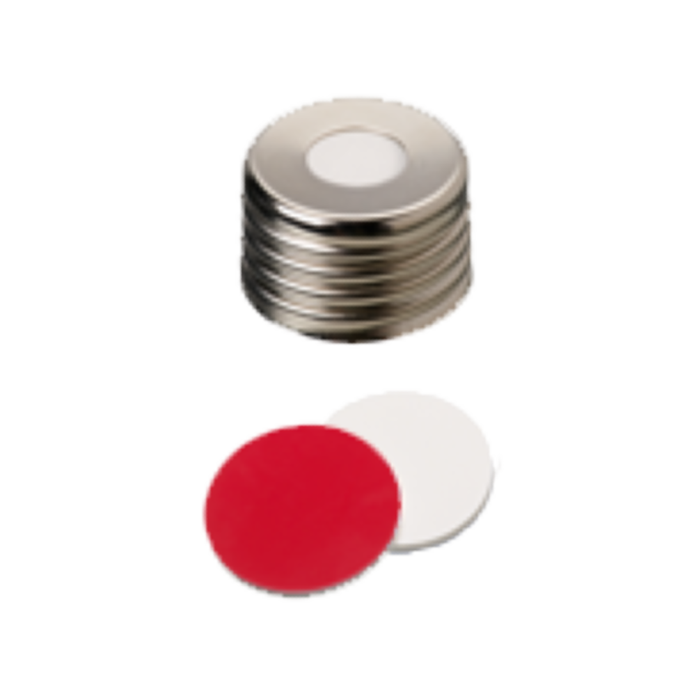 neochrom® Schraubkappe magnetisch ND18 silber, 8mm Loch, Silikon weiss/PTFE rot - Art. Nr. 70847