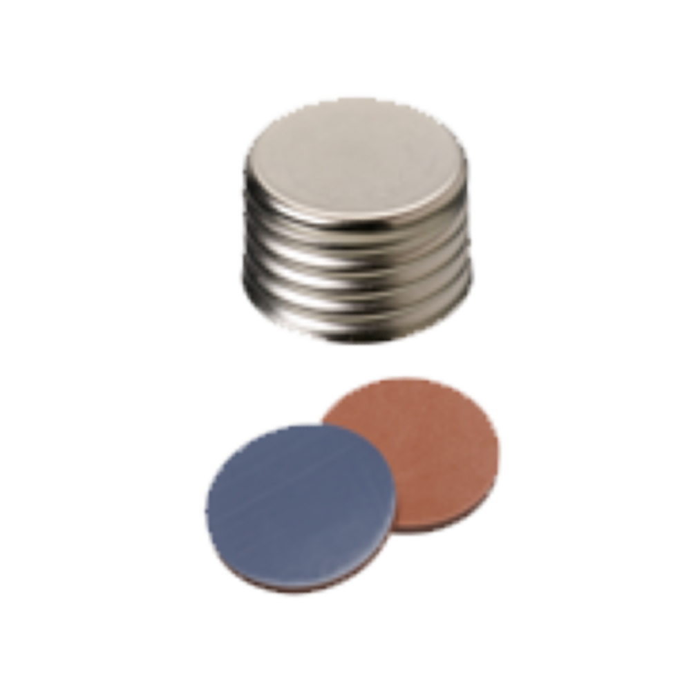 neochrom® Schraubkappe magnetisch ND18 silber, geschlossen, Butyl rot/PTFE grau - Art. Nr. 70850