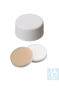 neochrom® Schraubkappen ND24 weiss geschl., Silikon natur/PTFE beige, 100 Stck./ - Art. Nr. 70862