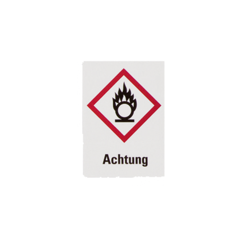 Gefahrensymbole GHS03 Brandfördernd+Achtung, Papier 26 x 37 mm, 1000 St./Rolle - Art. Nr. 71954