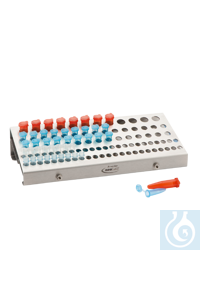 Kombi-Rack Edelstahl für Reaktionsgefässe + PCR-Röhrchen - Art. Nr. 73050