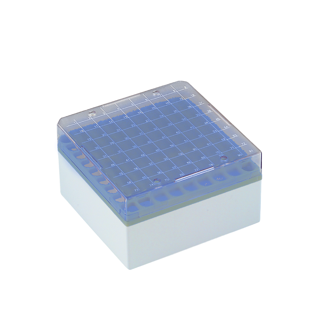 Kryo-Aufbewahrungsboxen (PC), 81 Plätze, 77 mm hoch, blau, 6 Stck./Pack - Art. Nr. 78035