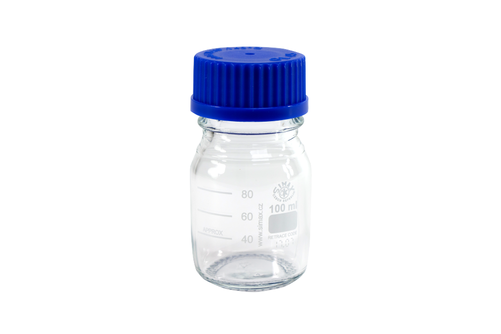 Laborflaschen GL 45, 250 ml, Iso-Gewinde, Kappe + Ausgiessring, 10 St./Pack - Art. Nr. E1430