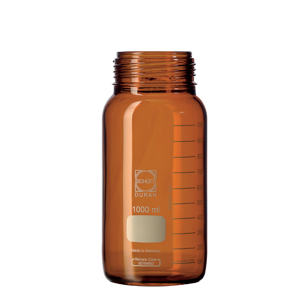 Laborflaschen Braunglas Duran GLS 80, 500 ml ohne Ausgiessring und Schraub - Art. Nr. E2040