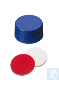 Schraubkappe geriffelt (blau), 9 mm, PTFE/Butyl Gummi; VE: 100 Stück - Art. Nr. EC1150