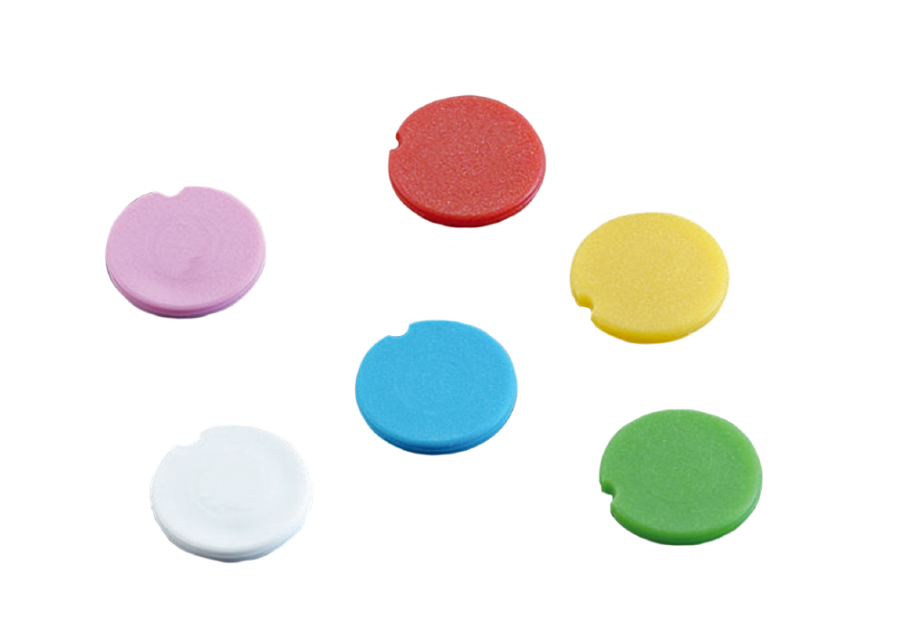 Farbige Deckeleinsätze für Reaktionsgefäss-Verschlüsse