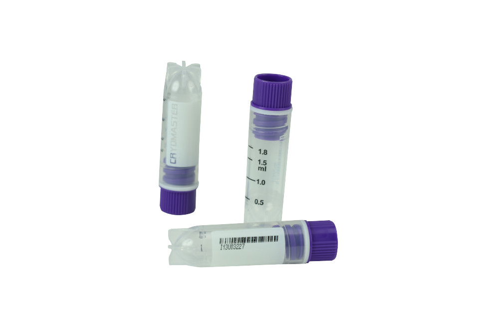 Cryomaster® Kryoröhrchen mit Innengewinde, 2.0 ml, Standring, 1D-Barcode, violett - Art. Nr. 46111