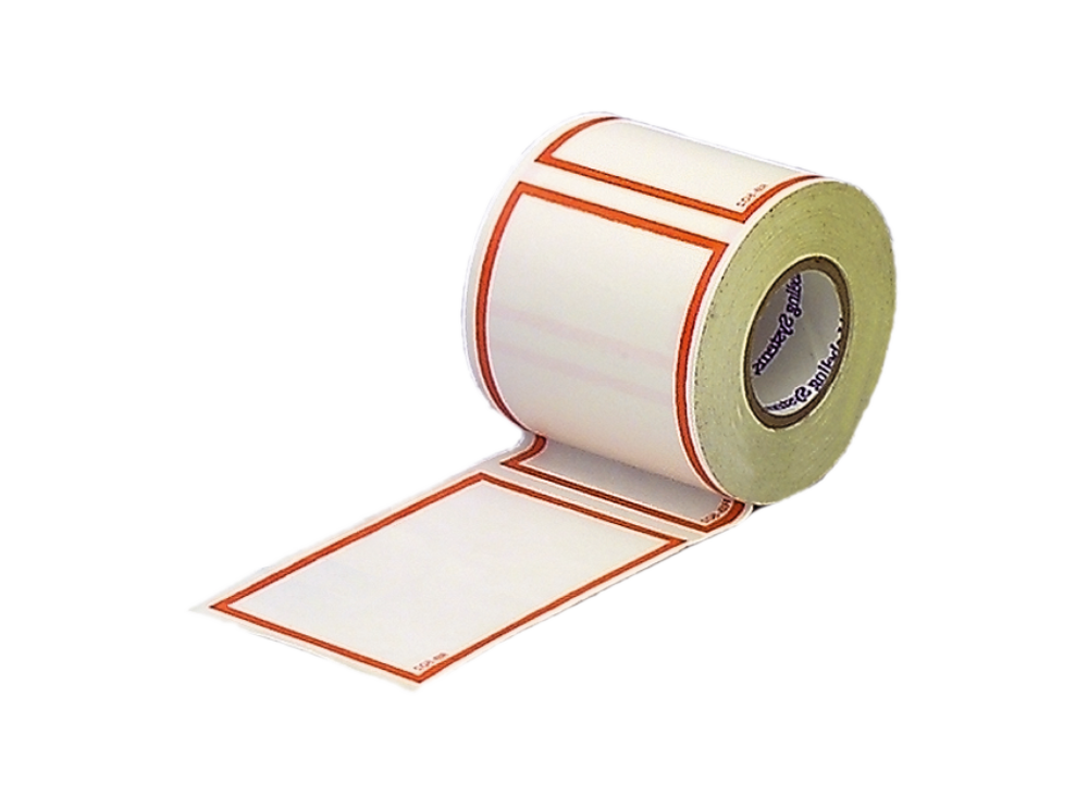 Etiketten  rotem Rand 63 x 38 mm 200 St./Rolle
