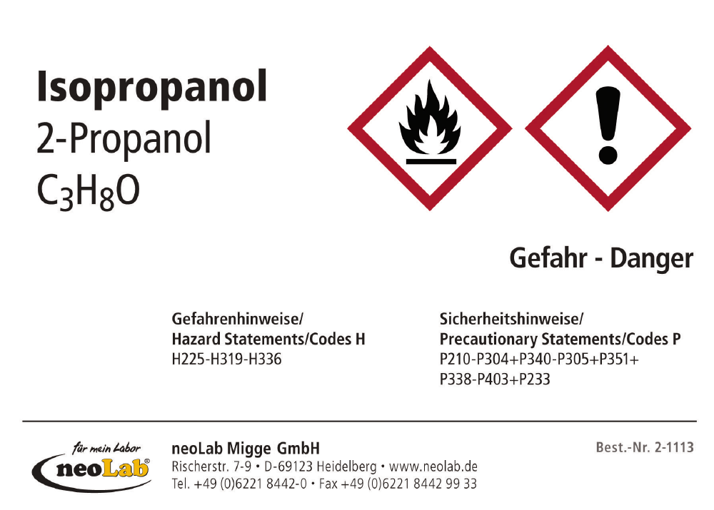 Flaschen-Etiketten Isopropanol, 10 St./Pack - Art. Nr. 21113