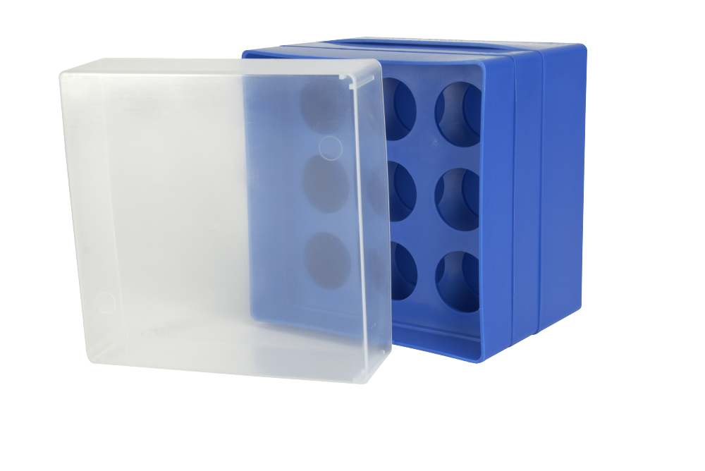 Aufbewahrungsbox  50 ml-Röhrchen 3 x 3 Plätze blau