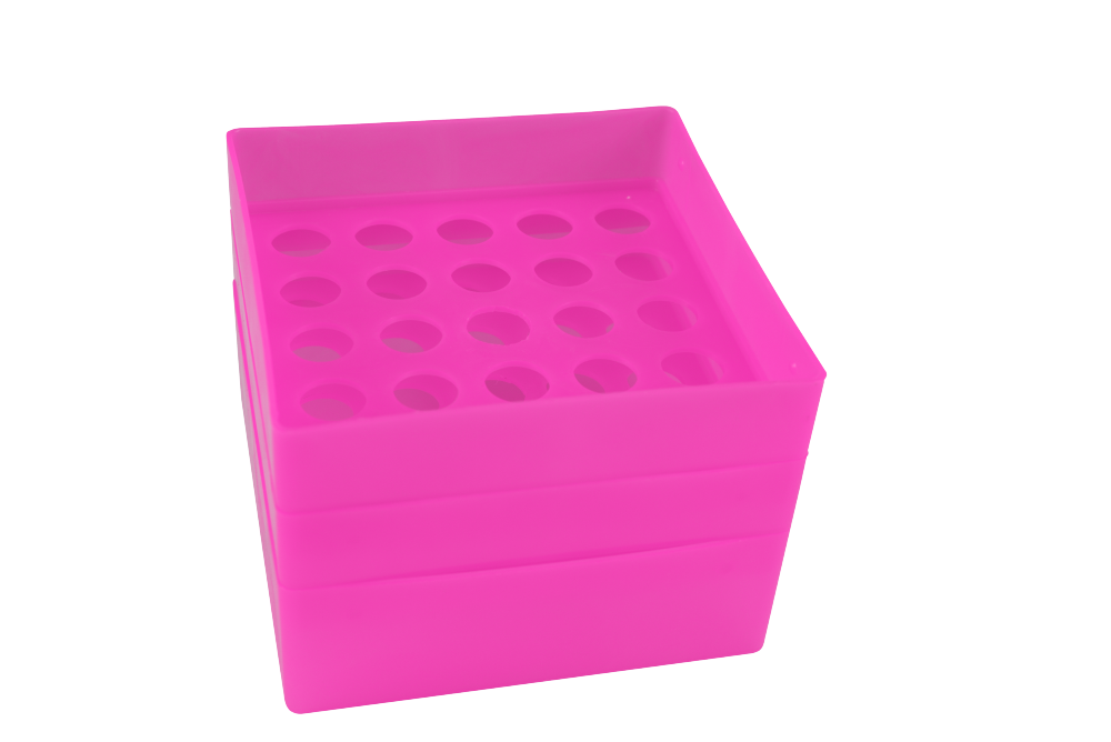 Aufbewahrungsbox  15 ml-Röhrchen 5 x 5 Plätze pink