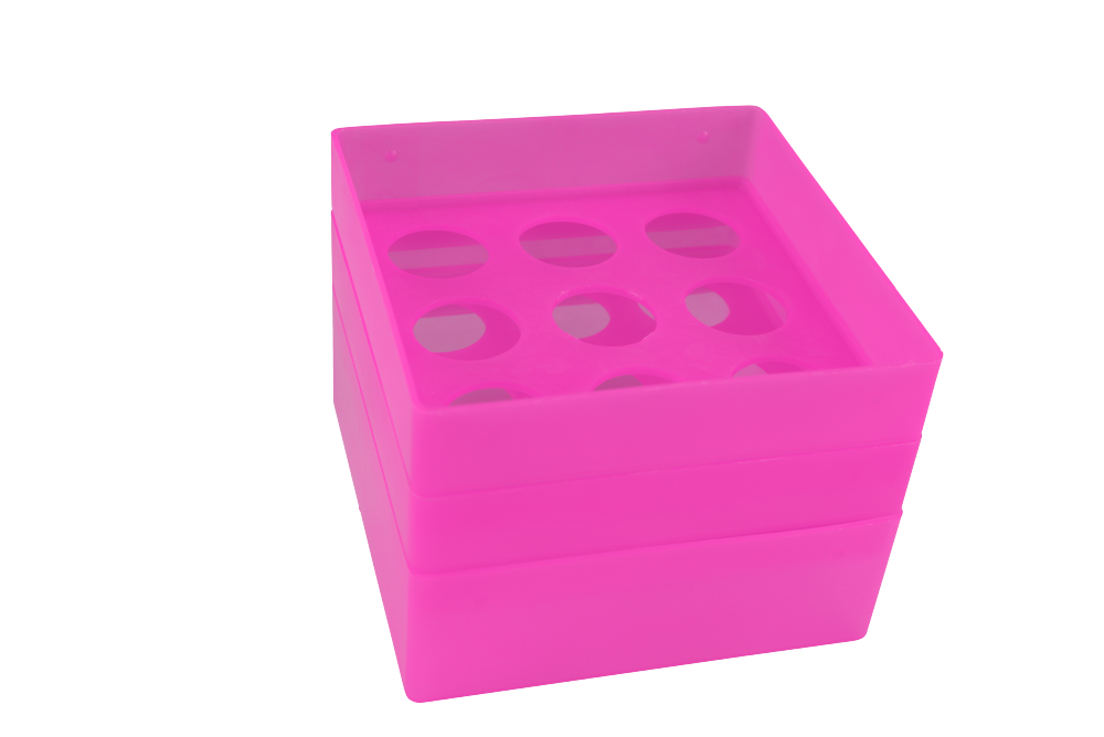 Aufbewahrungsbox  50 ml-Röhrchen 3 x 3 Plätze pink