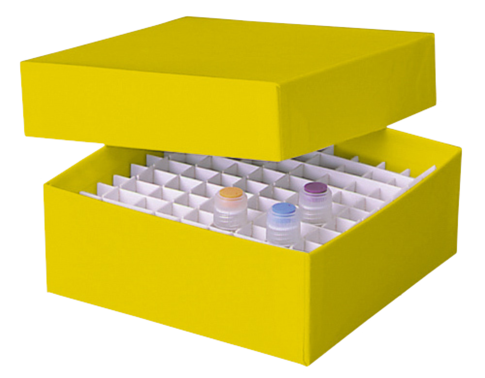 Kryo-Aufbewahrungsbox economy, gelb, 133x133x50 mm - Art. Nr. 22677