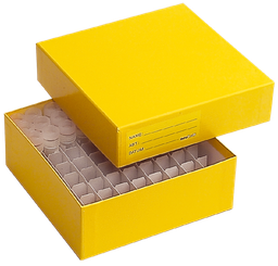 [22698] Kryobox beschichtet aus Karton, gelb, 136x136x50mm - Art. Nr. 22698