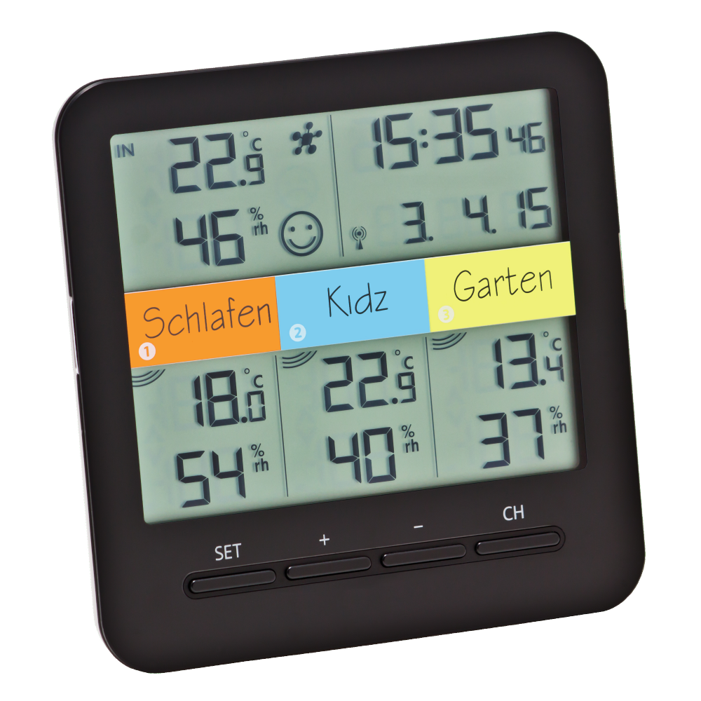 Funk Thermo-/Hygrometer mit 3 kabellosen Sender - Art. Nr. 25441