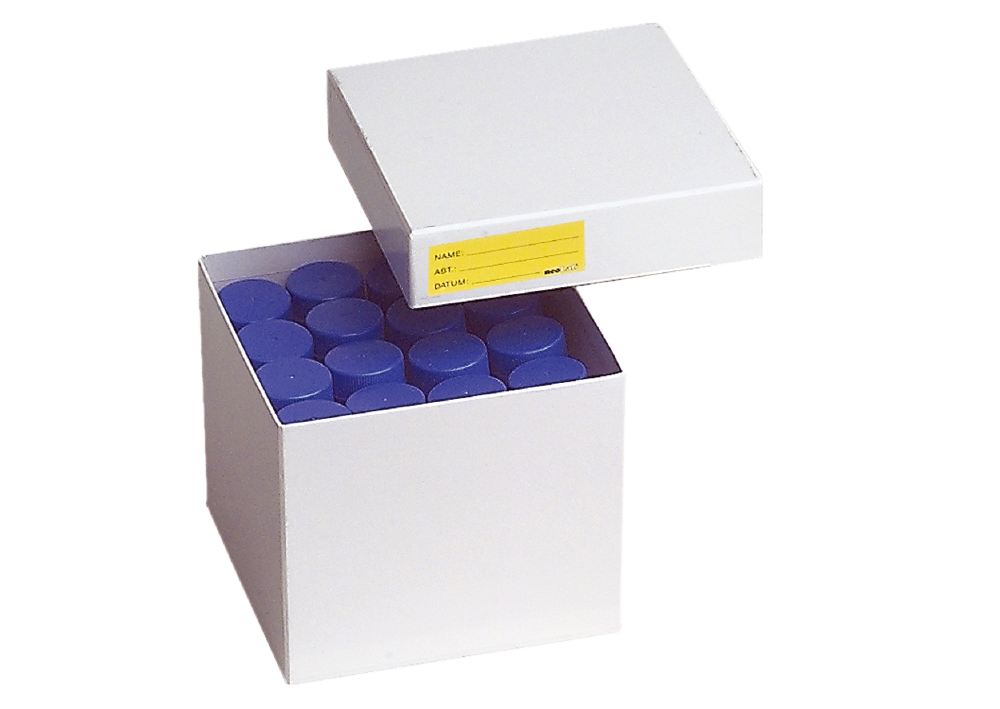 Kryobox für Zellkulturrörchen beschichtet aus Karton, weiss, 129x129x130 mm - Art. Nr. 27094