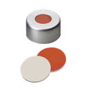 neochrom® Alu-Bördelkappen ND11 mit Loch, Septum Red Rubber/PTFE beige, 100 St. - Art. Nr. 70624